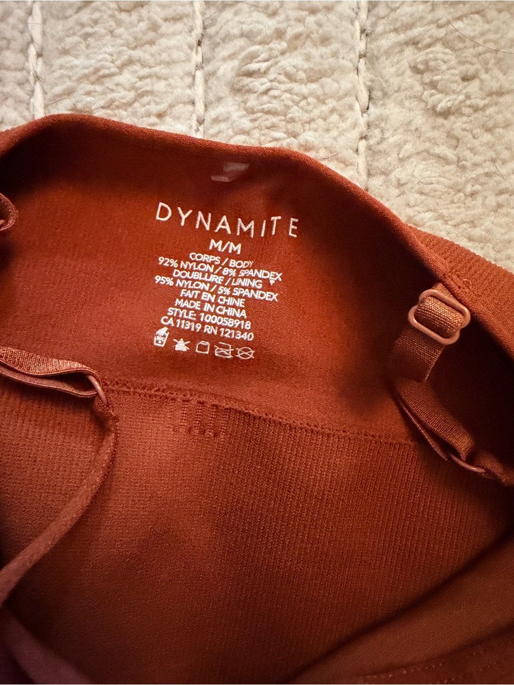 Dynamite Rust Orange Ribbed Bralette Cami Medium - Picture 3 of 3
